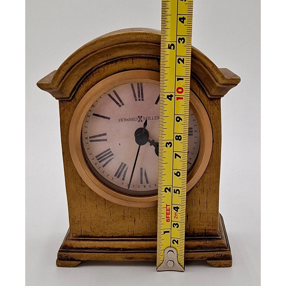 Howard Miller Mantel Clock Roman Numeral Wood Grain Finish Desk Clock C06450
